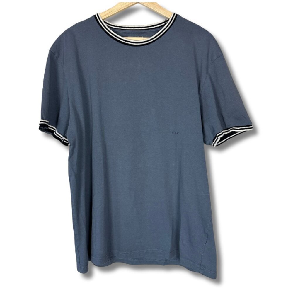 Knickerbocker Men’s Medium Shirt Medium Varsity Stripe Trim Cotton Casual Blue